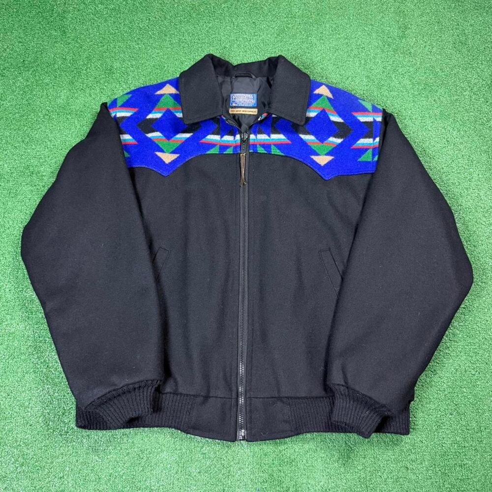 Pendleton Wool Aztec Jacket Western Wool Talon USA Mens L 70s Vintage Thinsulate